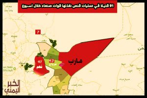 انفوجرافيك: حصاد قناصة صنعاء خلال أسبوع في نهم وصرواح والجوف 91 قتيلا